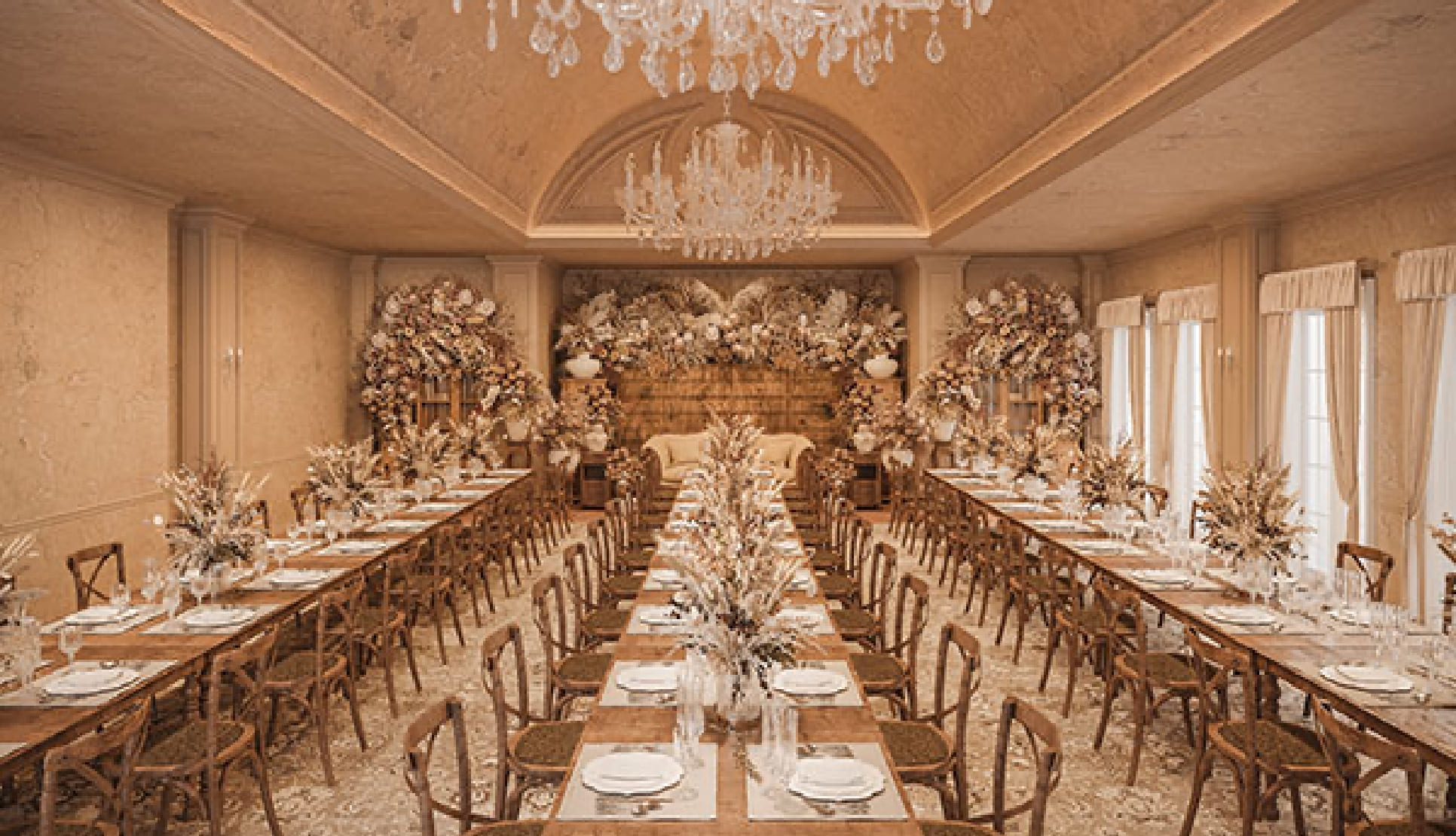 【リニューアル記念★プレミアムプラン】<br>ドライフラワーに囲まれたNEW披露宴会場の結婚式がお得に★